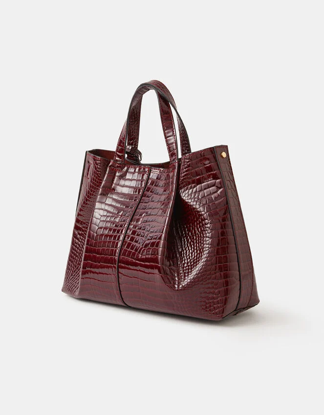 Faux Crocodile Bag Maroon