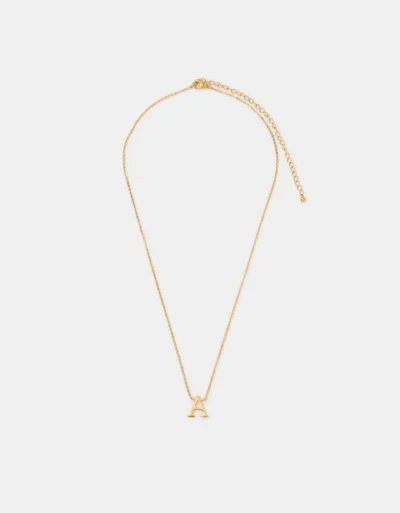 Stainless Steel ‘A’ Pendant Necklace Gold